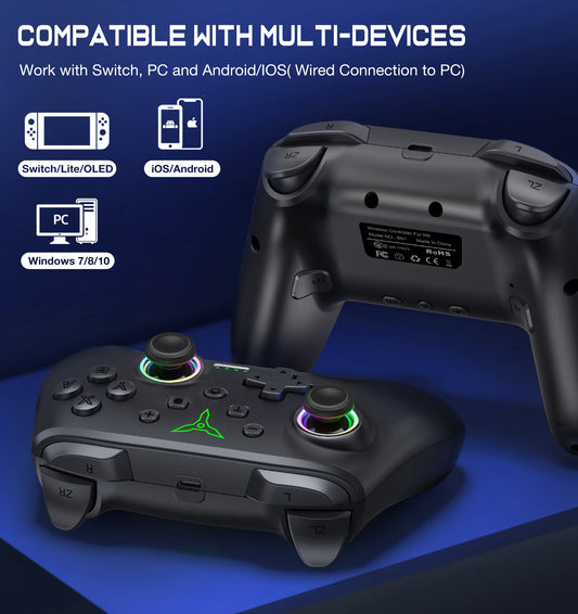 Manette Gaming Sans Fil RGB Bluetooth — Switch, PC & Plus