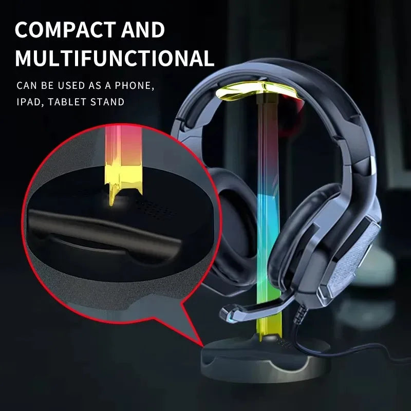 Support Casque Gaming RGB — Hub USB Intégré
